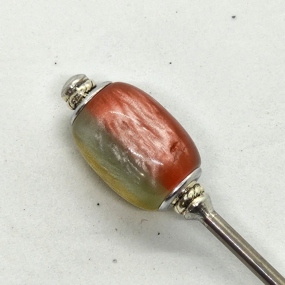 Sunglow Drift Stainless Steel Hair Stick, Shimmering Oval Resin Custom Length - Picture 1 of 5